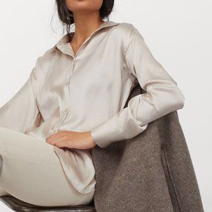 H&M Silky Cream Button Up Blouse